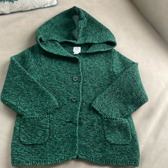 Green Dino Hood Knitted Gap sweater - Picture 1 of 6